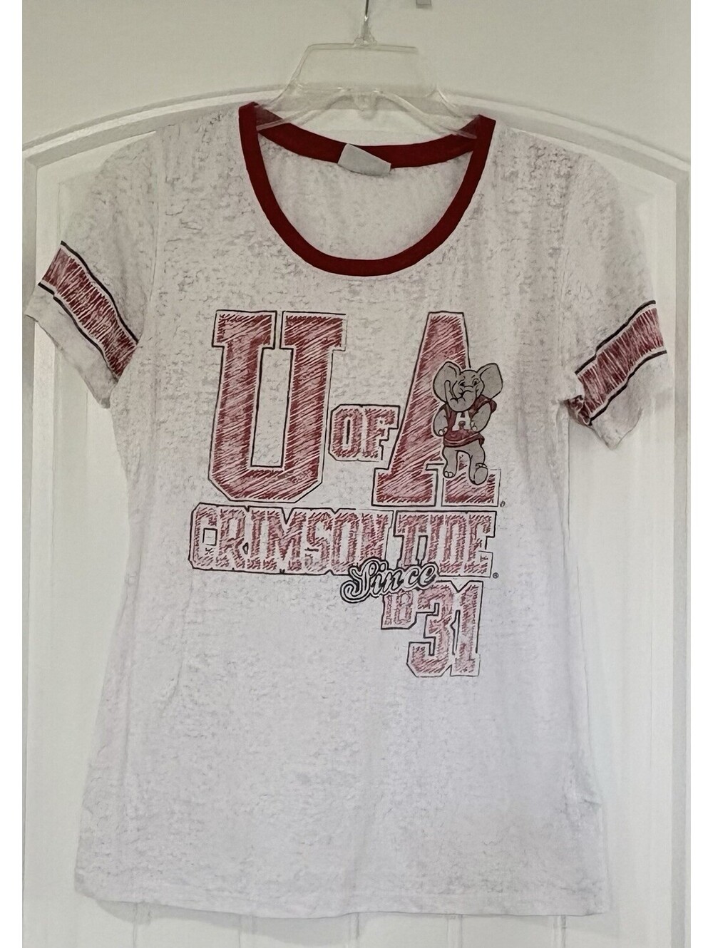 Pro Edge Juniors Size M (7/9) Alabama Crimson Tide 1831 U of A Shirt Sheer
